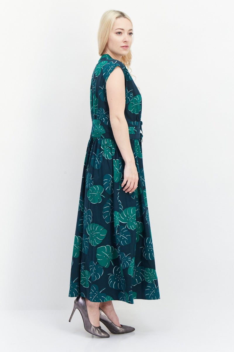 Kate Spade Women Floral Print Maxi Casual Dress, Green - Image 4